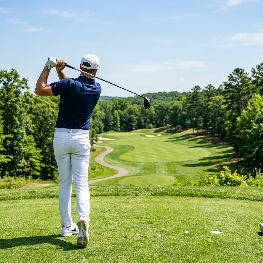 Golf player swing from behind